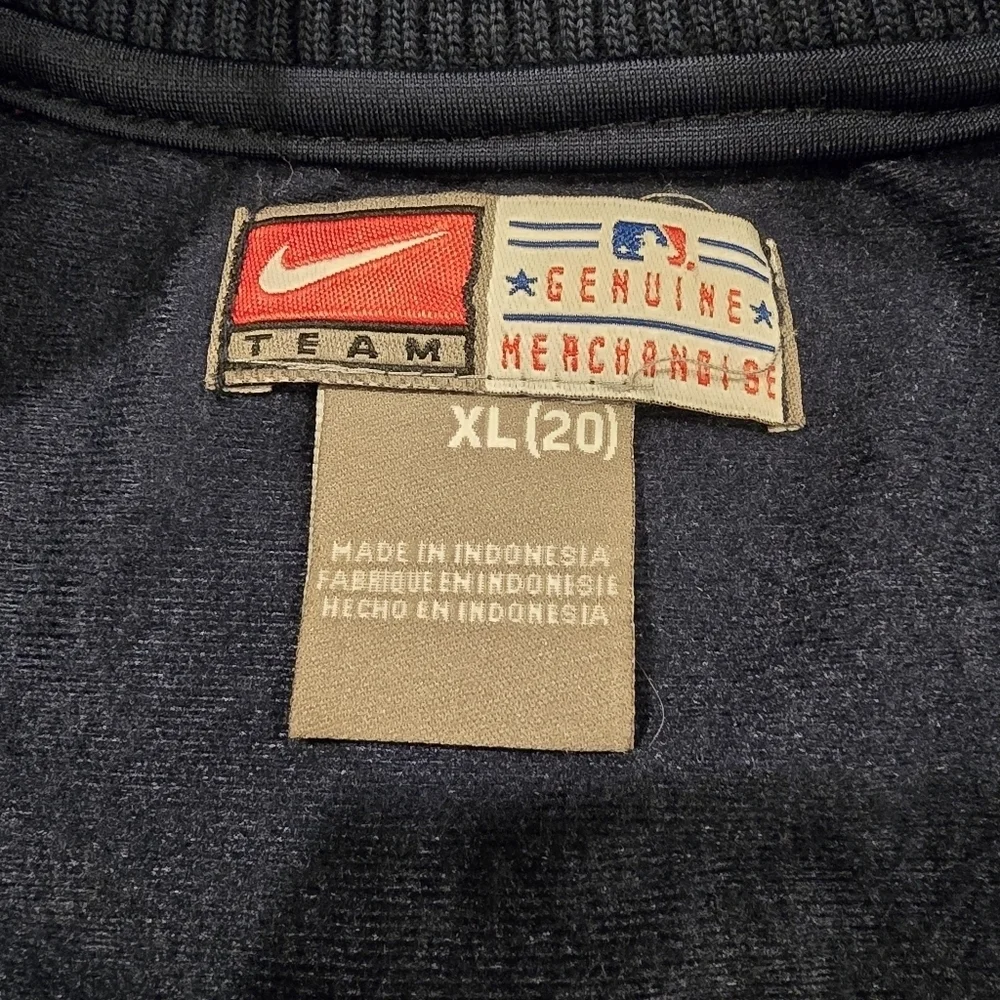 Nike Boston Red Sox Track Jacket Youth Sz XL Navy Red MLB Logo Full Zip Pockets.